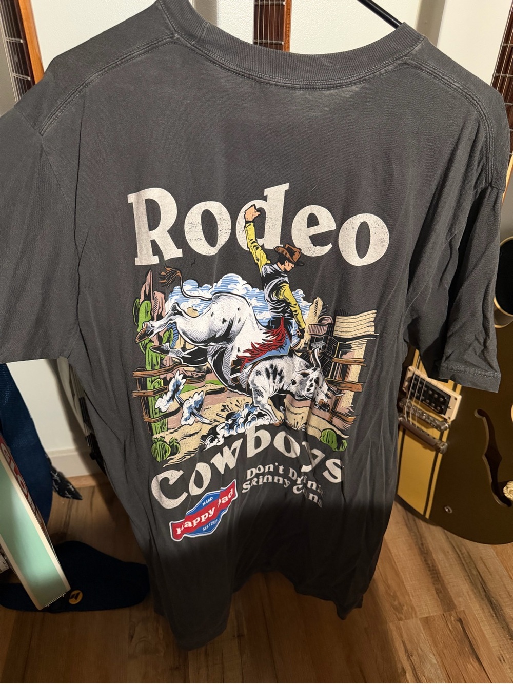 Happy Dad Nelk Full Send Rodeo Cowboys Graphic Tee - Charcoal